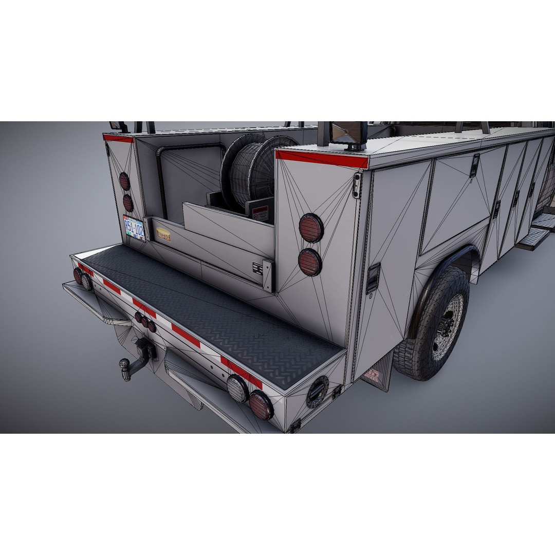 Crewcab Service Truck 3D Model – Low Poly Game Asset, FBX, PBR - View 28