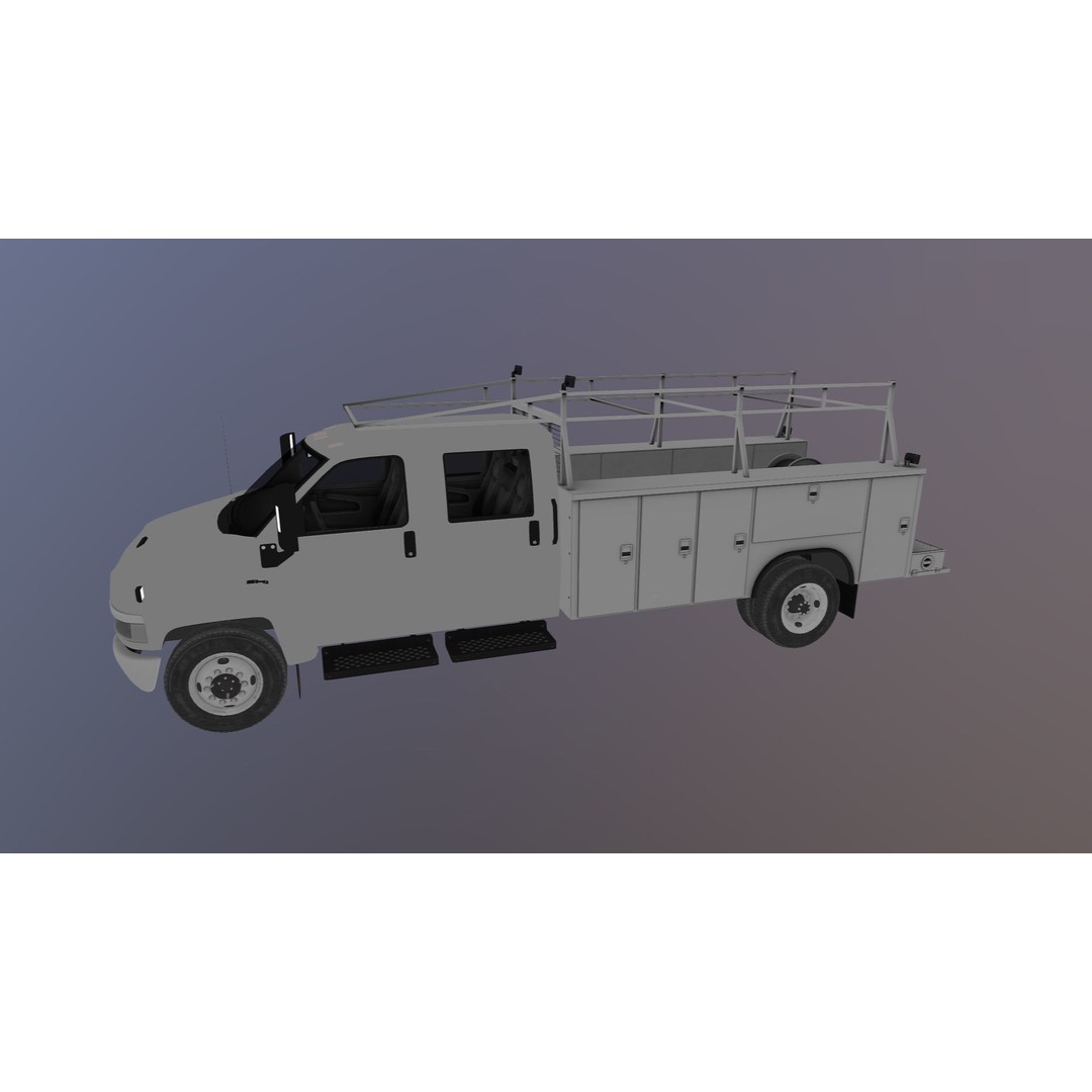 Crewcab Service Truck 3D Model – Low Poly Game Asset, FBX, PBR - View 30