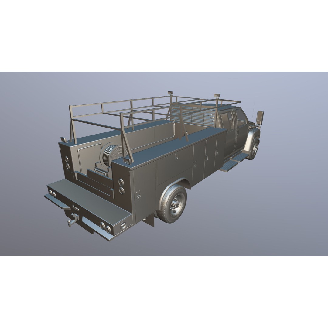 Crewcab Service Truck 3D Model – Low Poly Game Asset, FBX, PBR - View 31