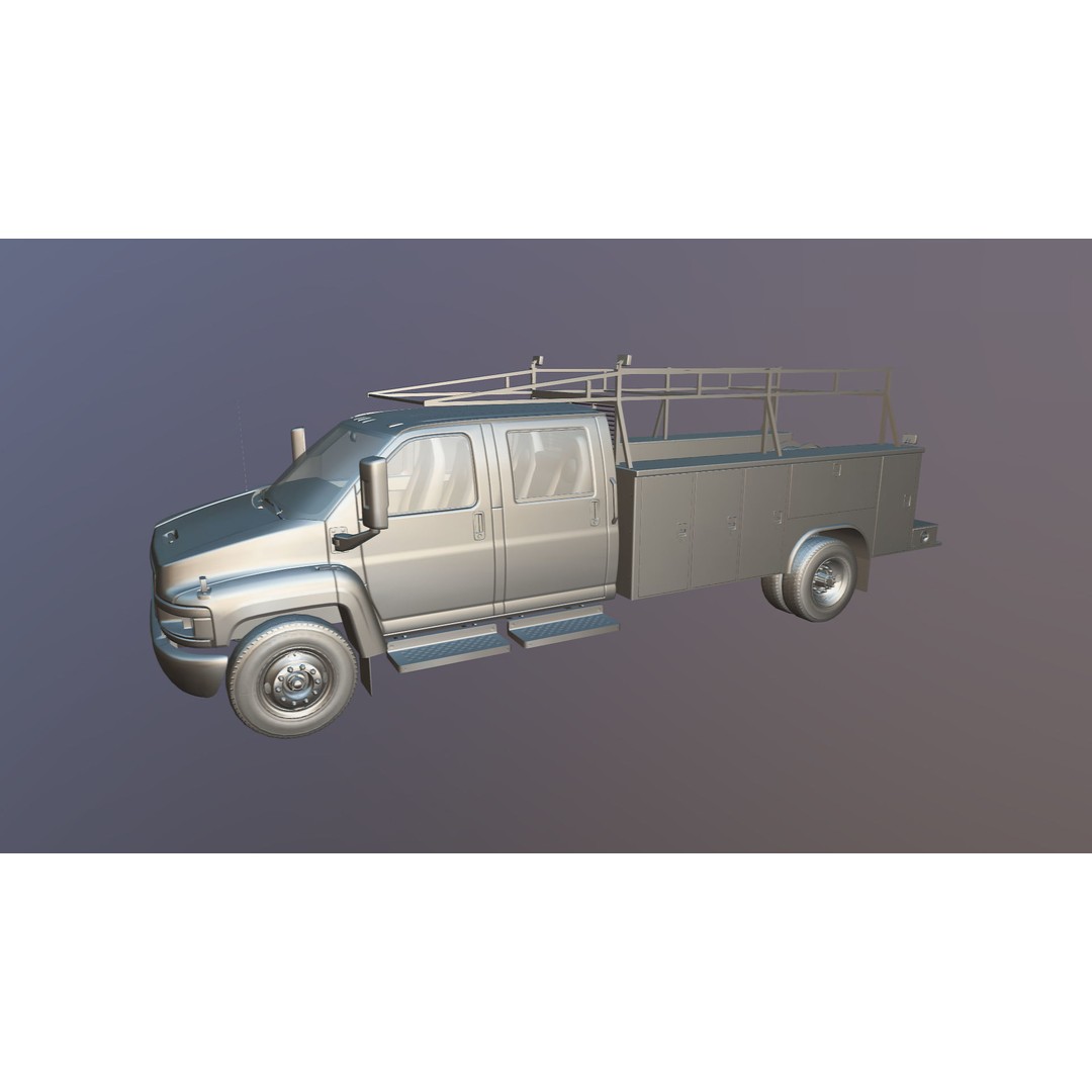 Crewcab Service Truck 3D Model – Low Poly Game Asset, FBX, PBR - View 32