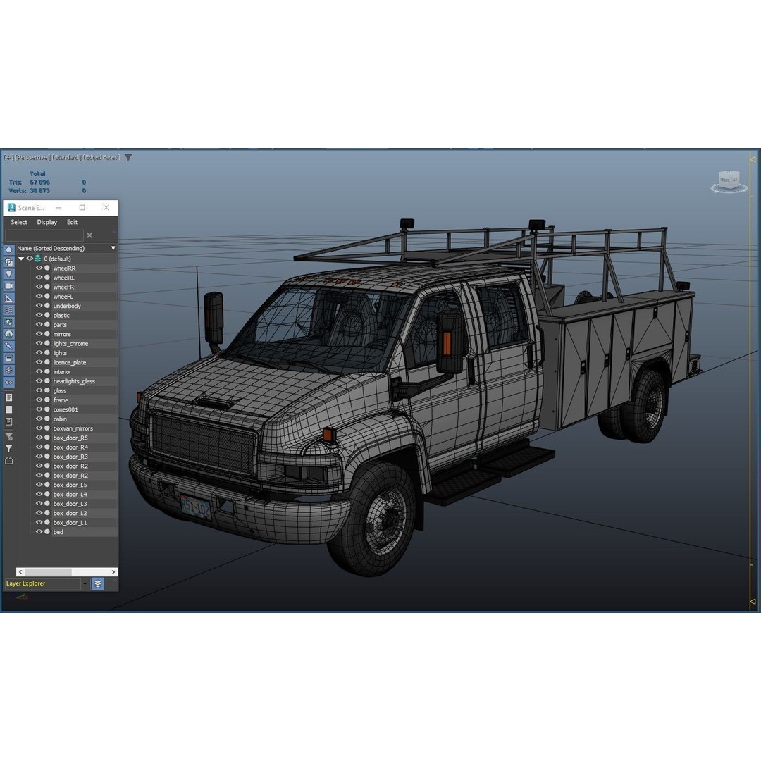 Crewcab Service Truck 3D Model – Low Poly Game Asset, FBX, PBR - View 33