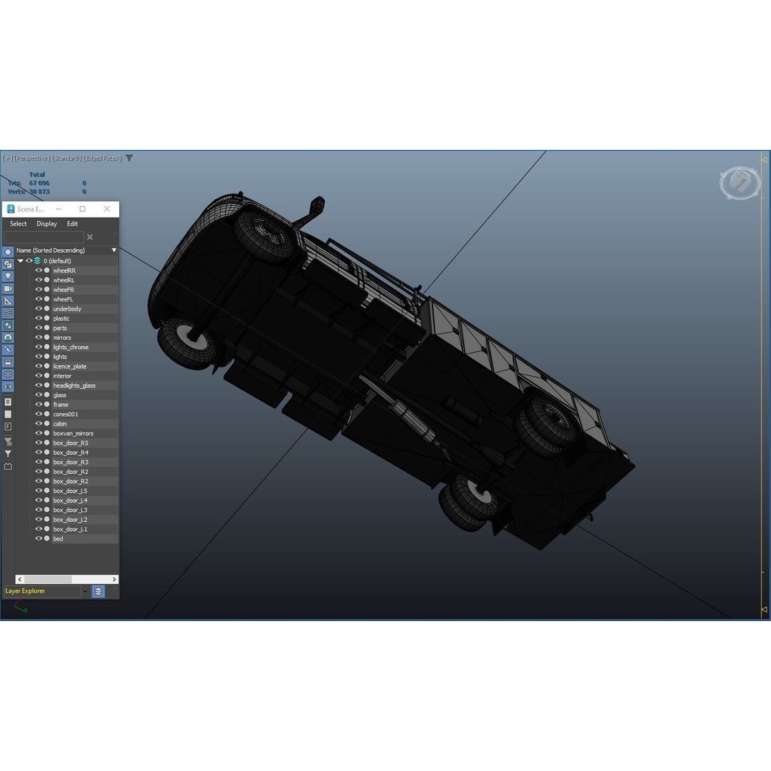 Crewcab Service Truck 3D Model – Low Poly Game Asset, FBX, PBR - View 35