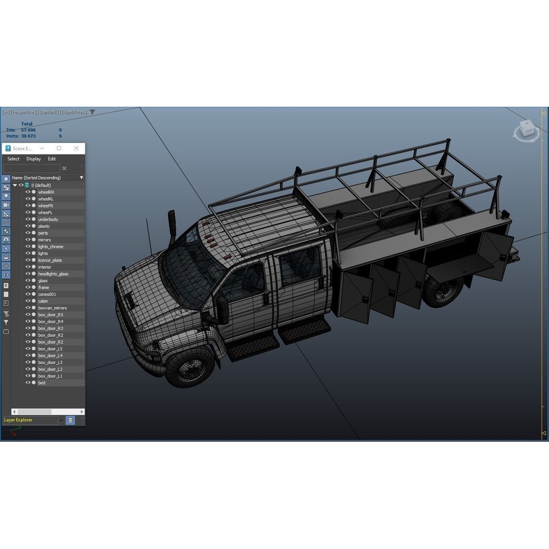 Crewcab Service Truck 3D Model – Low Poly Game Asset, FBX, PBR - View 36