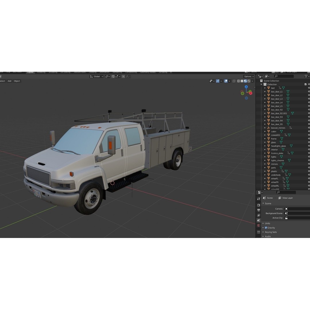 Crewcab Service Truck 3D Model – Low Poly Game Asset, FBX, PBR - View 40