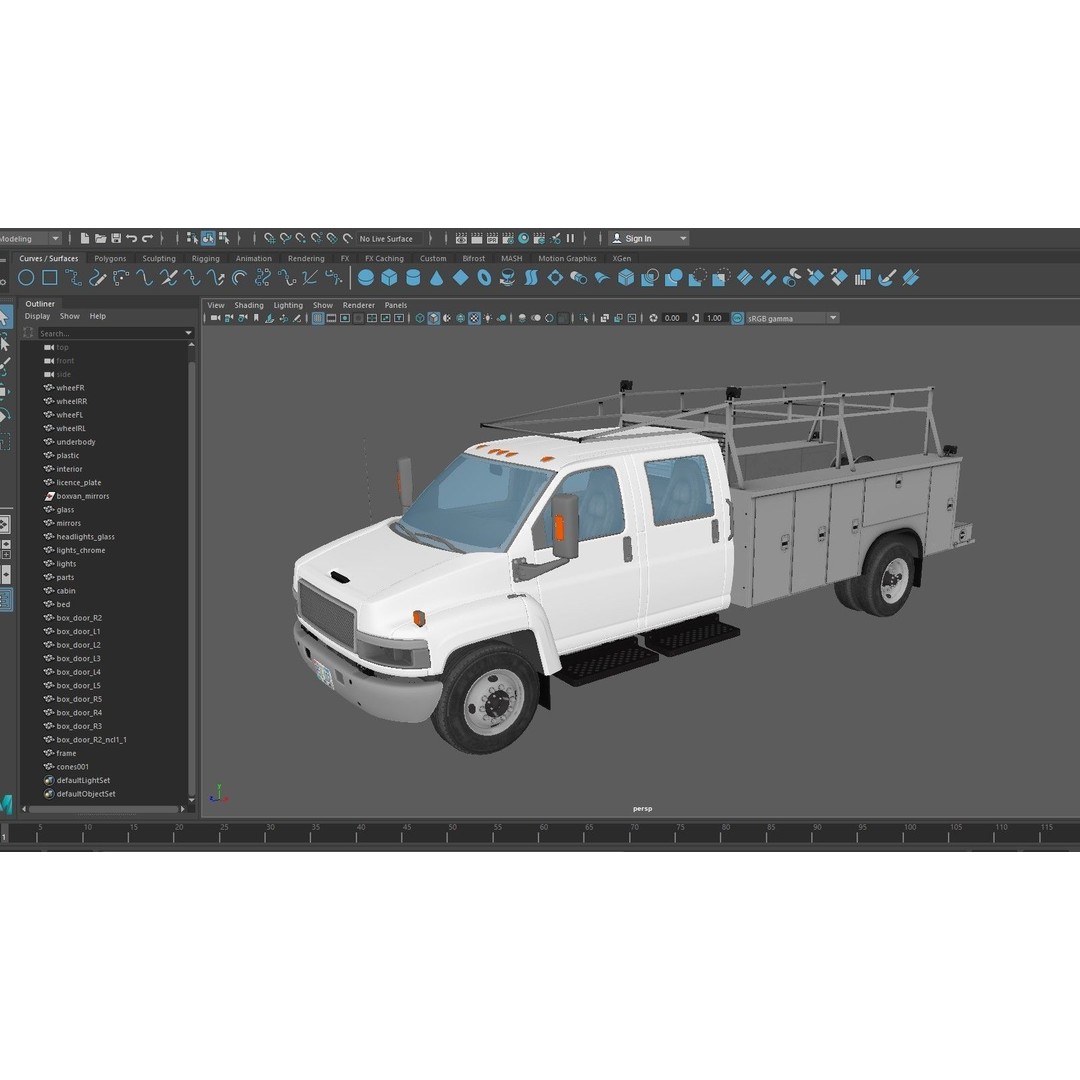 Crewcab Service Truck 3D Model – Low Poly Game Asset, FBX, PBR - View 41