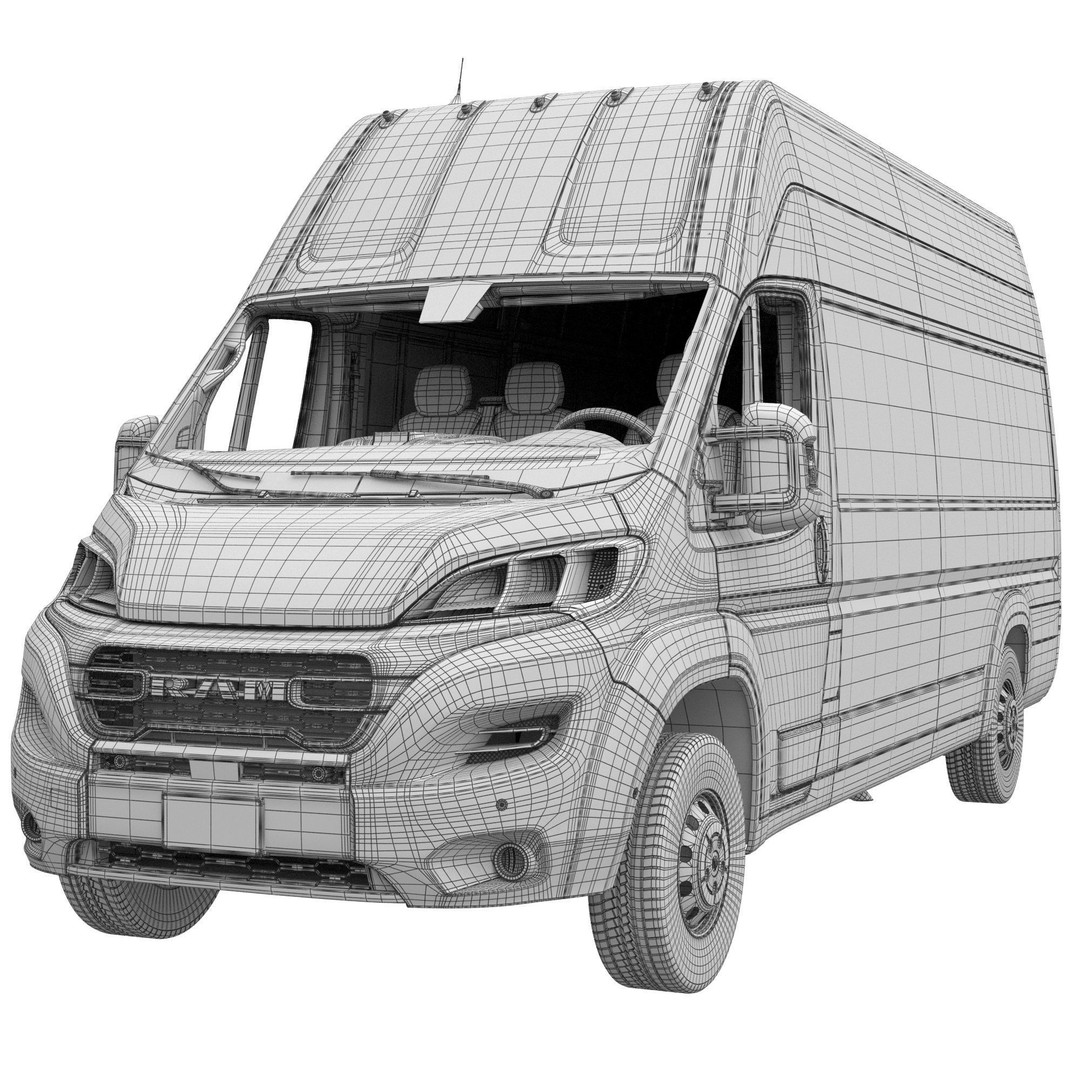 2024 Ram ProMaster L4H3 3D Model – High Poly Cargo Van, FBX, OBJ - View 17