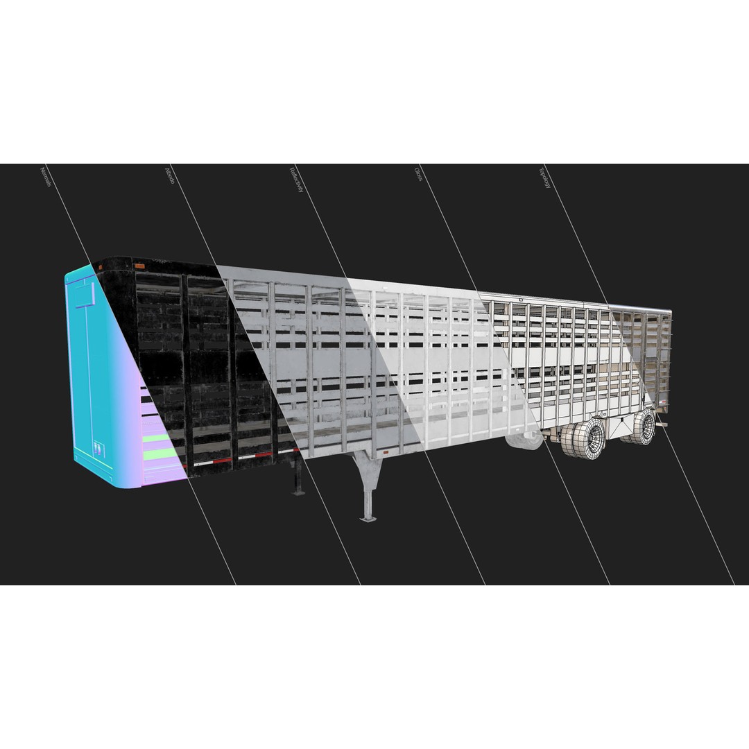 Livestock Trailer 3D Model – Low Poly Game Ready Asset, FBX, OBJ