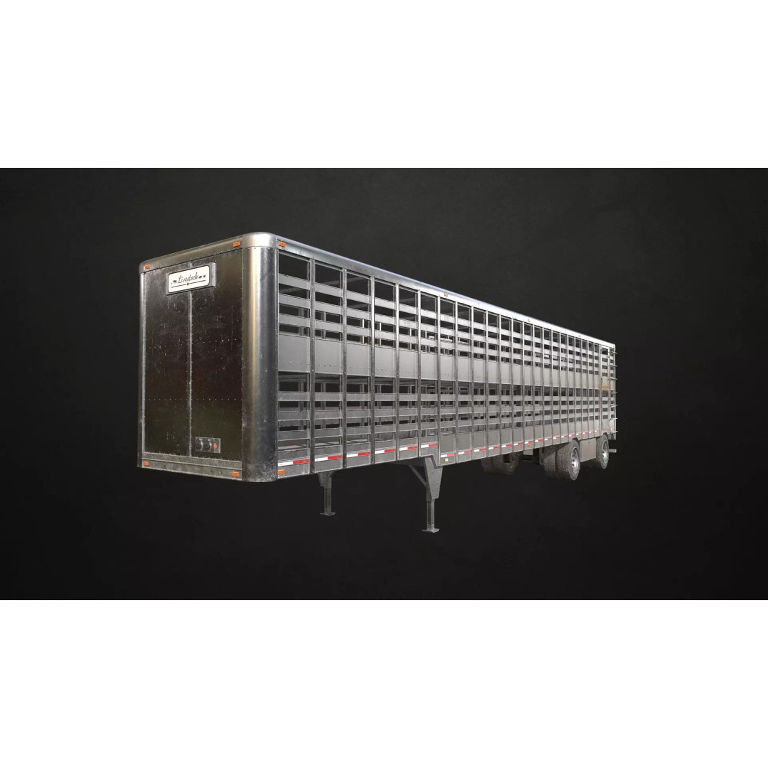 Livestock Trailer 3D Model – Low Poly Game Ready Asset, FBX, OBJ - View 2