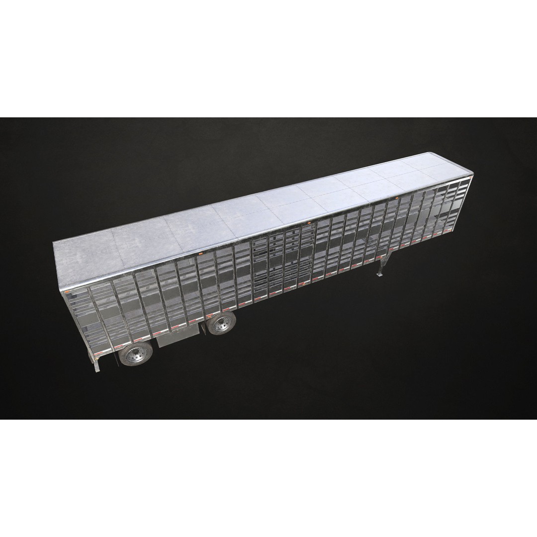 Livestock Trailer 3D Model – Low Poly Game Ready Asset, FBX, OBJ - View 5