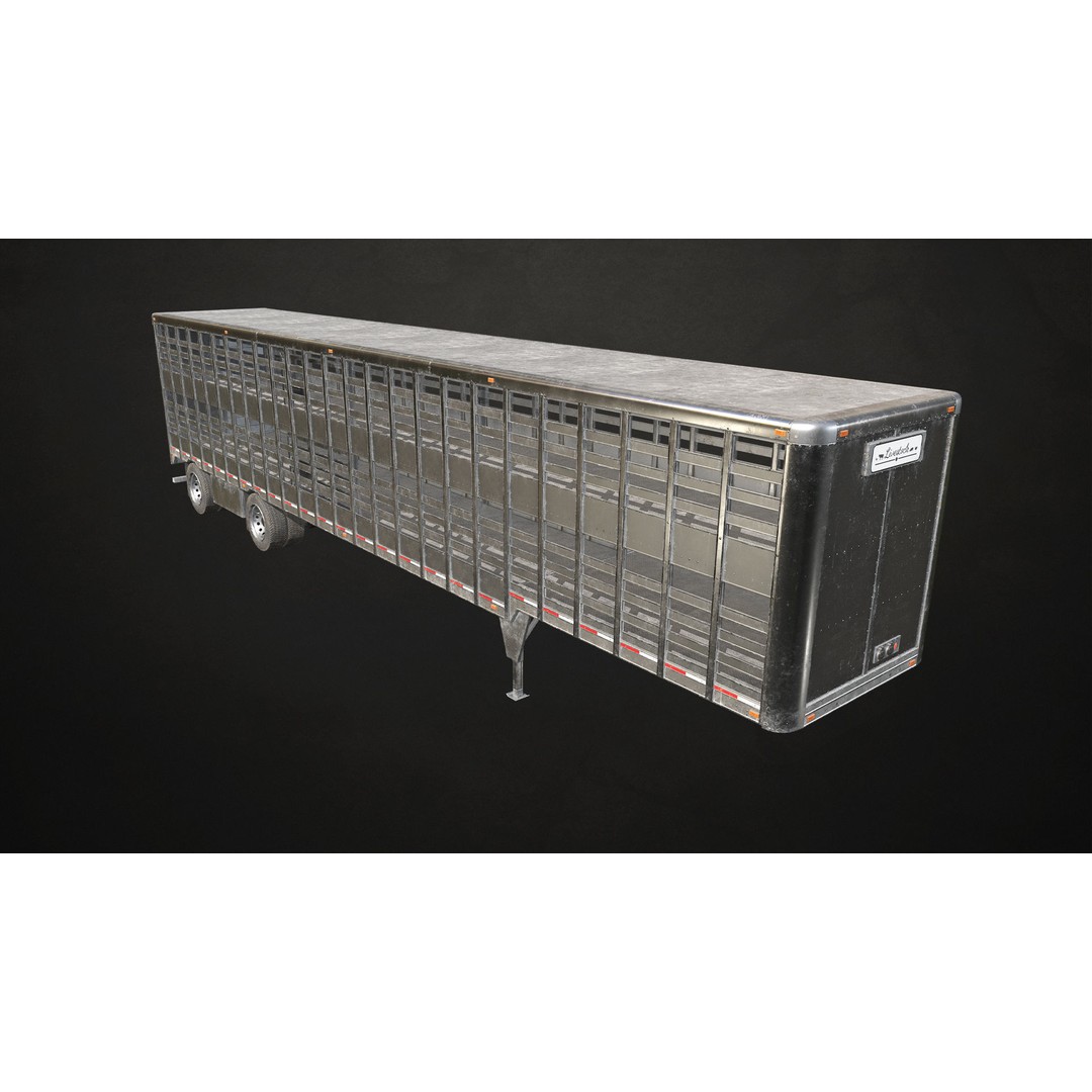 Livestock Trailer 3D Model – Low Poly Game Ready Asset, FBX, OBJ - View 6