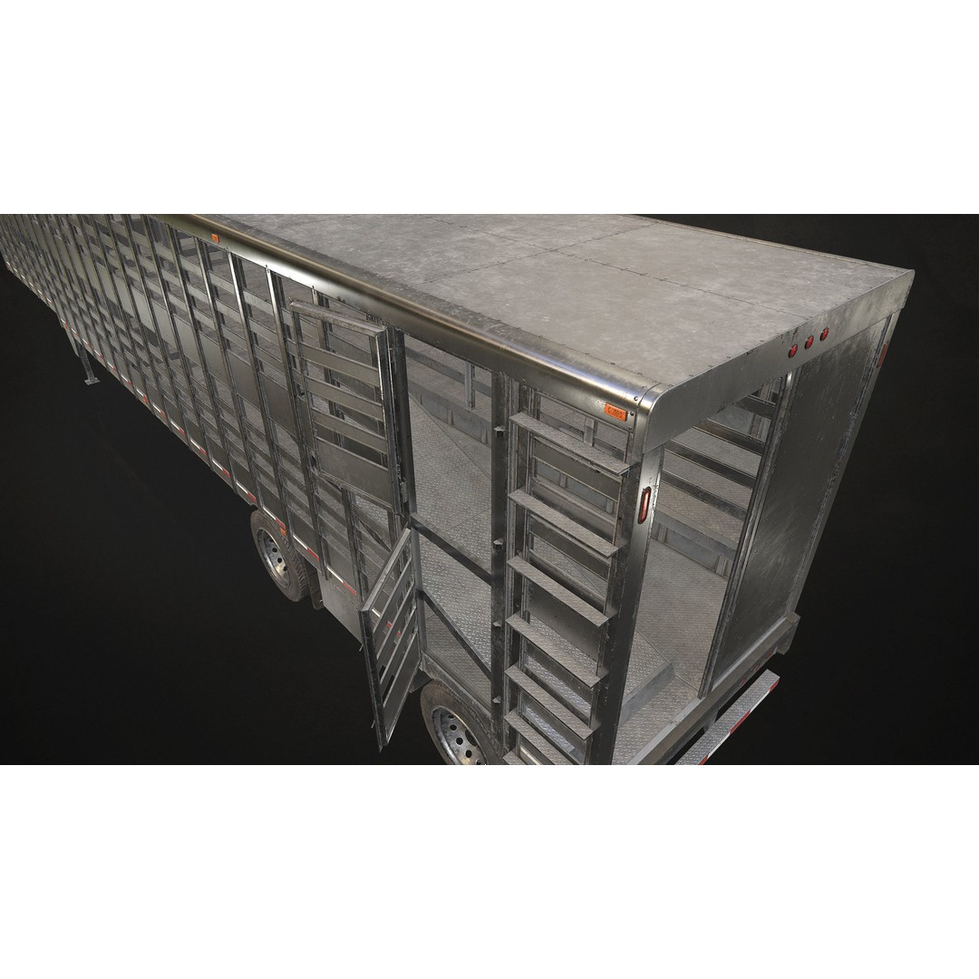 Livestock Trailer 3D Model – Low Poly Game Ready Asset, FBX, OBJ - View 8