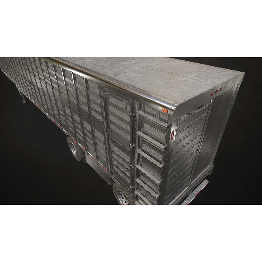 Livestock Trailer 3D Model – Low Poly Game Ready Asset, FBX, OBJ - View 9