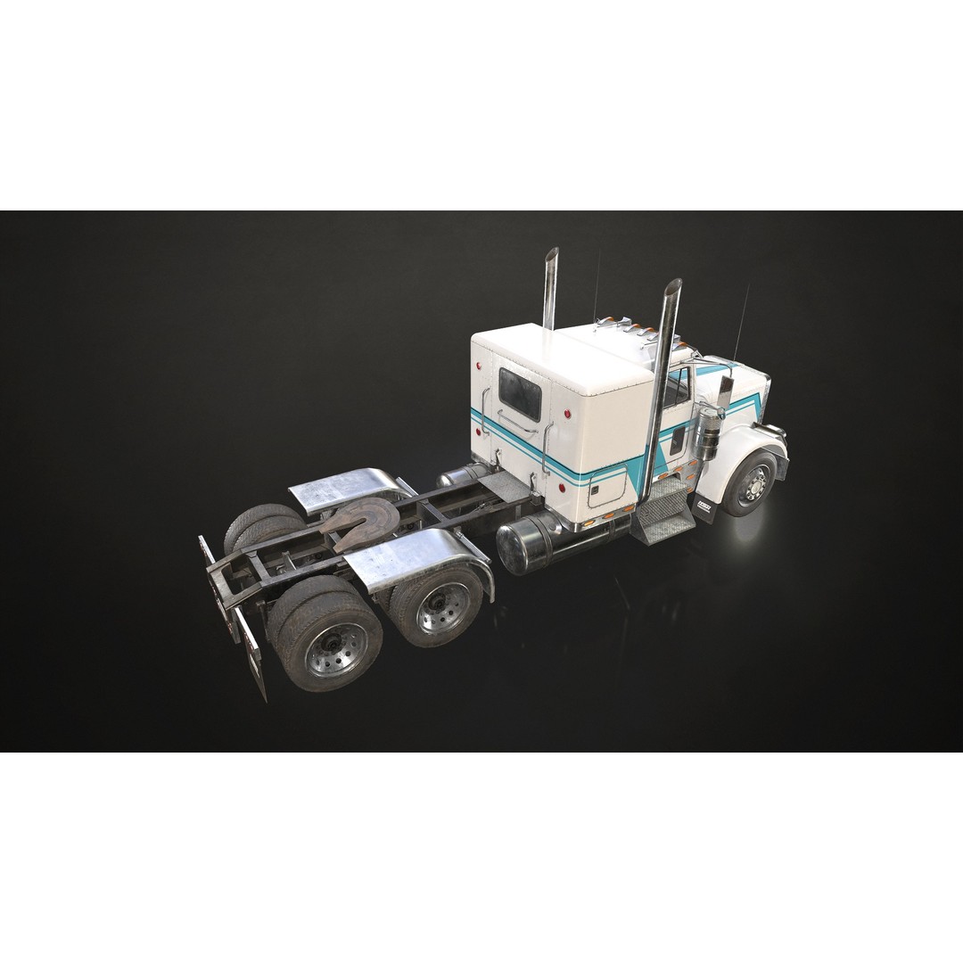 Flat Top Semi Truck 3D Model – Low Poly Game Ready Vehicle, FBX - View 11