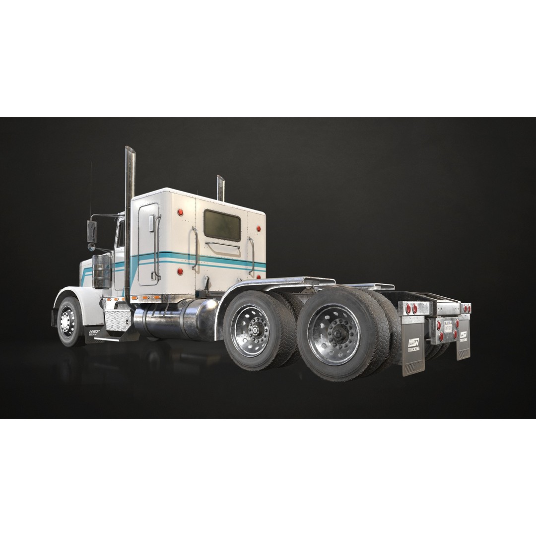 Flat Top Semi Truck 3D Model – Low Poly Game Ready Vehicle, FBX - View 13
