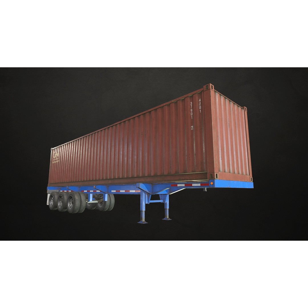 Flat Top Semi Truck 3D Model – Low Poly Game Ready Vehicle, FBX - View 19