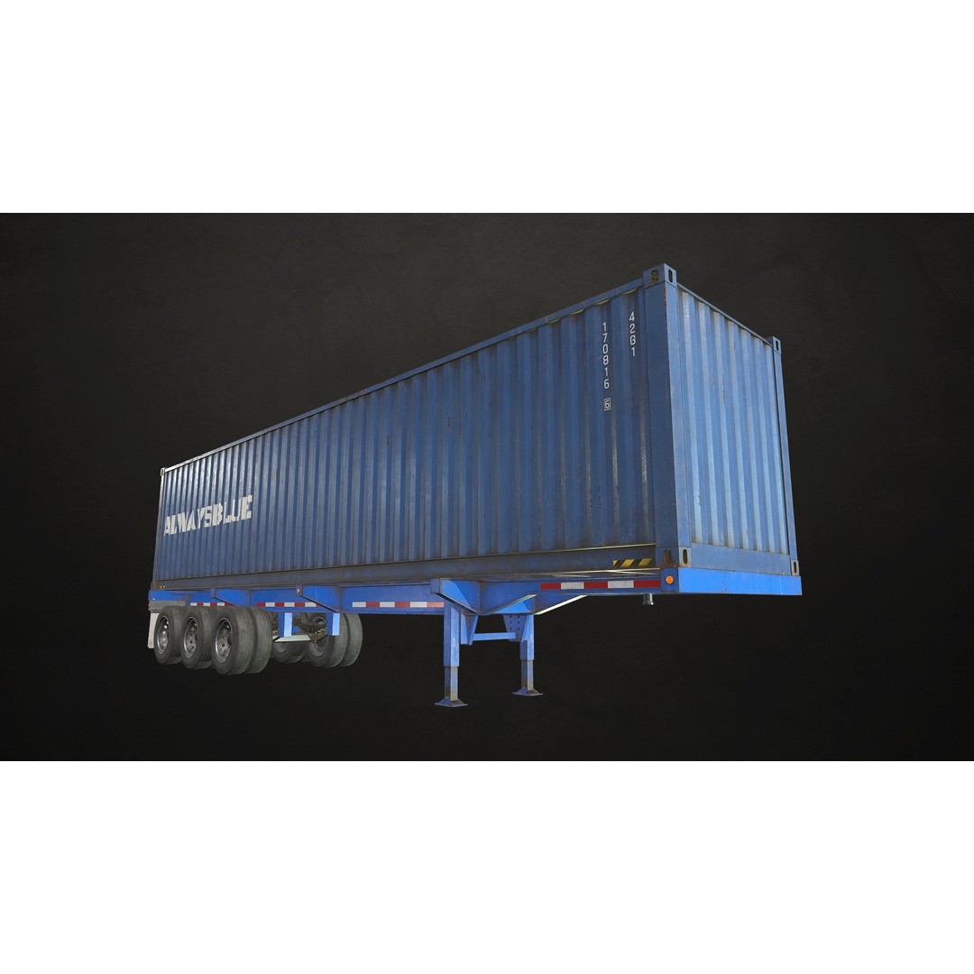 Flat Top Semi Truck 3D Model – Low Poly Game Ready Vehicle, FBX - View 20
