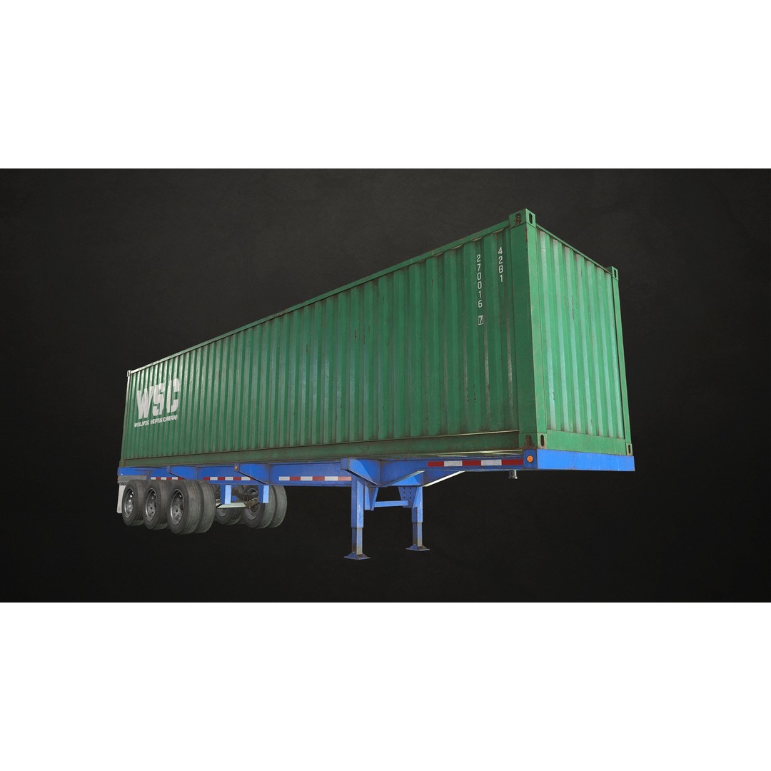 Flat Top Semi Truck 3D Model – Low Poly Game Ready Vehicle, FBX - View 21