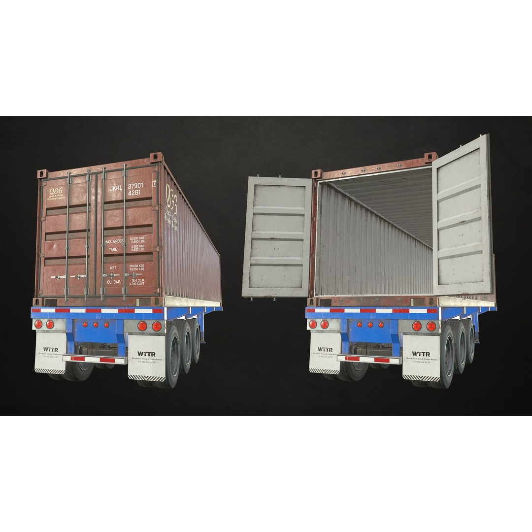 Flat Top Semi Truck 3D Model – Low Poly Game Ready Vehicle, FBX - View 22