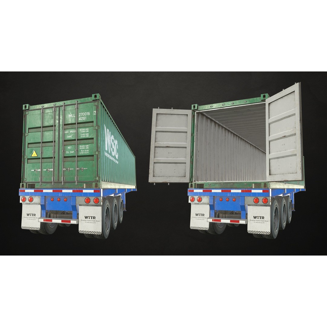 Flat Top Semi Truck 3D Model – Low Poly Game Ready Vehicle, FBX - View 23