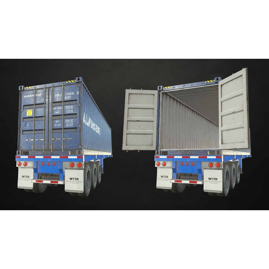 Flat Top Semi Truck 3D Model – Low Poly Game Ready Vehicle, FBX - View 24