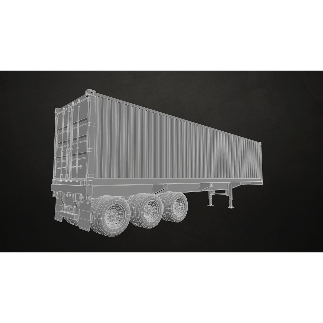 Flat Top Semi Truck 3D Model – Low Poly Game Ready Vehicle, FBX - View 30
