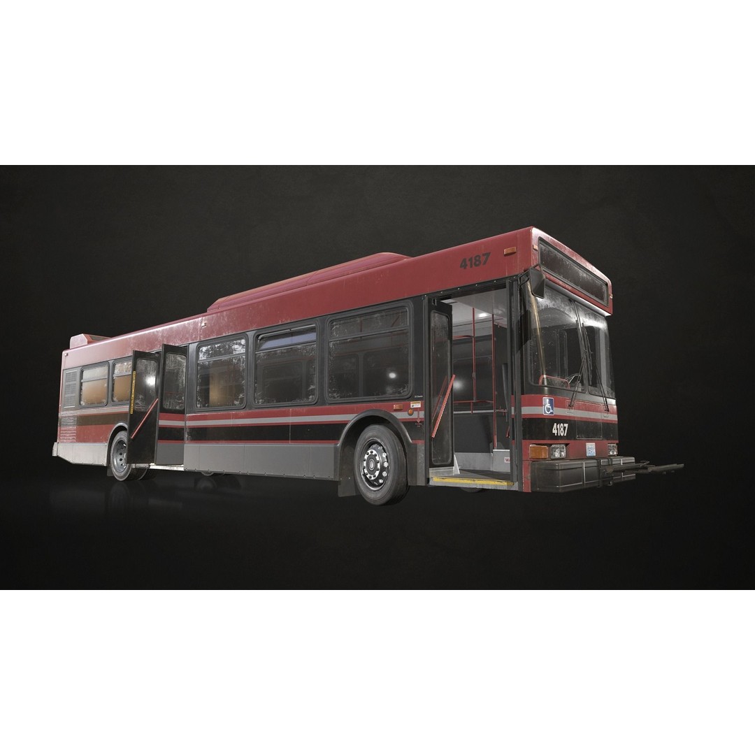 City Bus 3D Model – Low Poly Game Ready Asset, FBX, PBR Textures - View 10