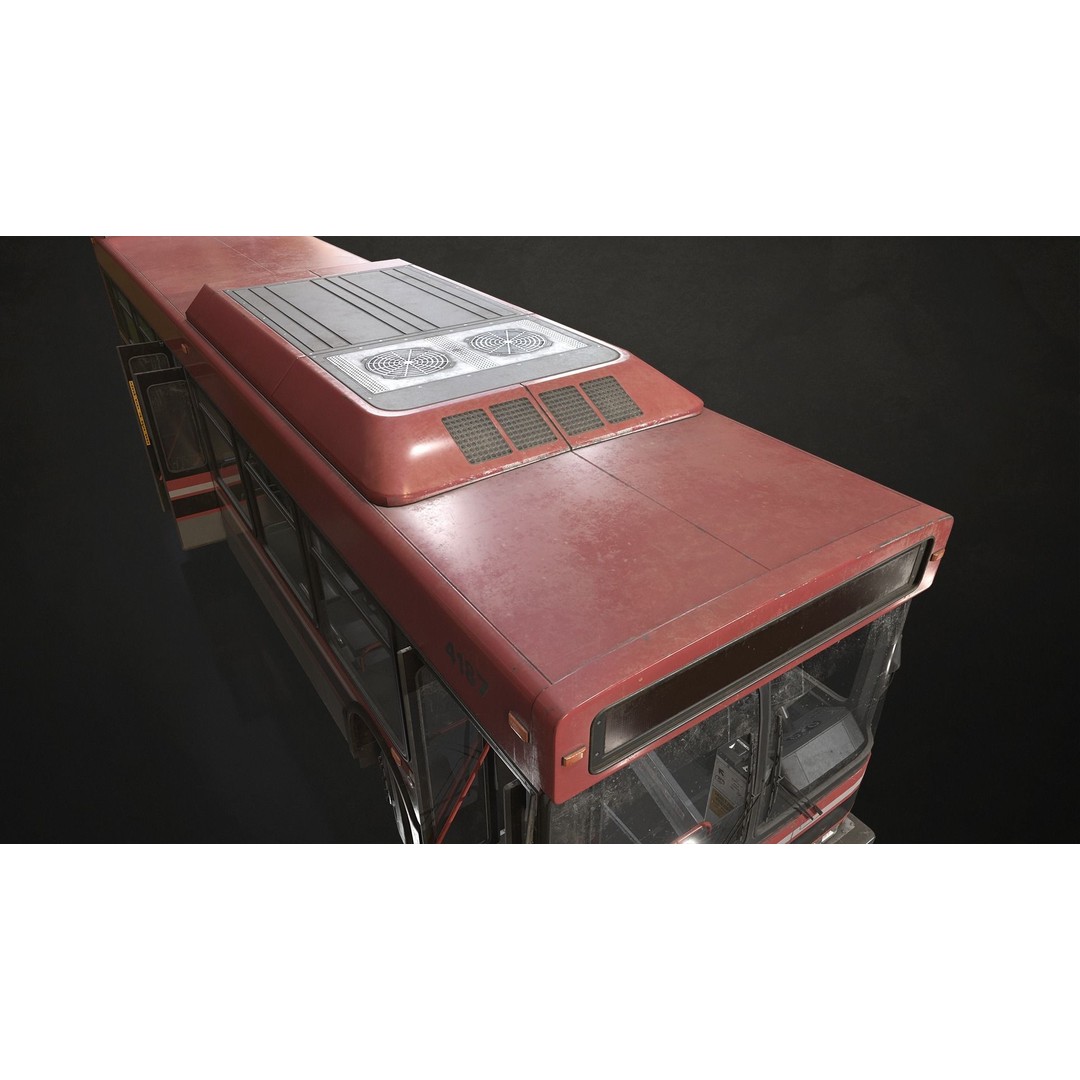 City Bus 3D Model – Low Poly Game Ready Asset, FBX, PBR Textures - View 12