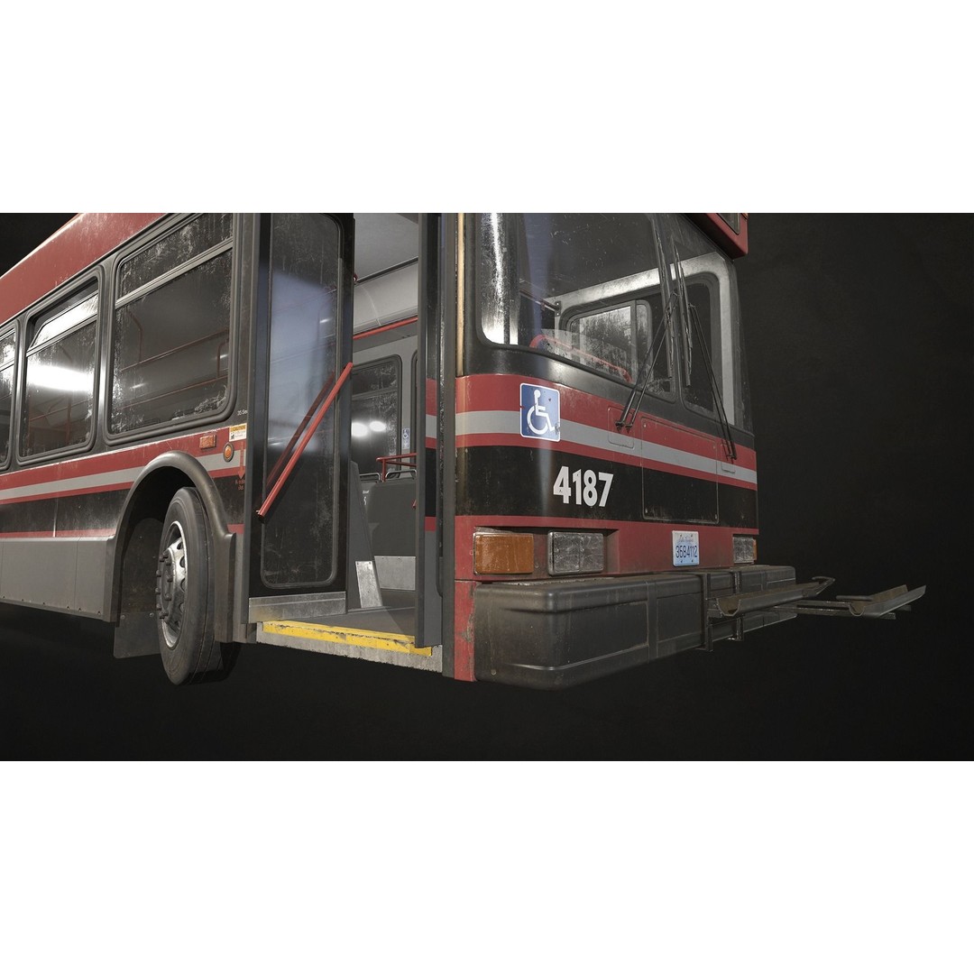 City Bus 3D Model – Low Poly Game Ready Asset, FBX, PBR Textures - View 13
