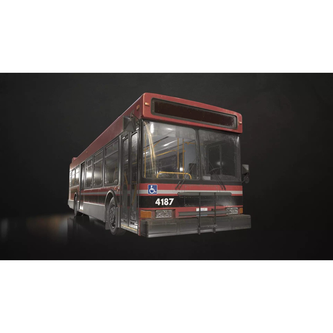 City Bus 3D Model – Low Poly Game Ready Asset, FBX, PBR Textures - View 2