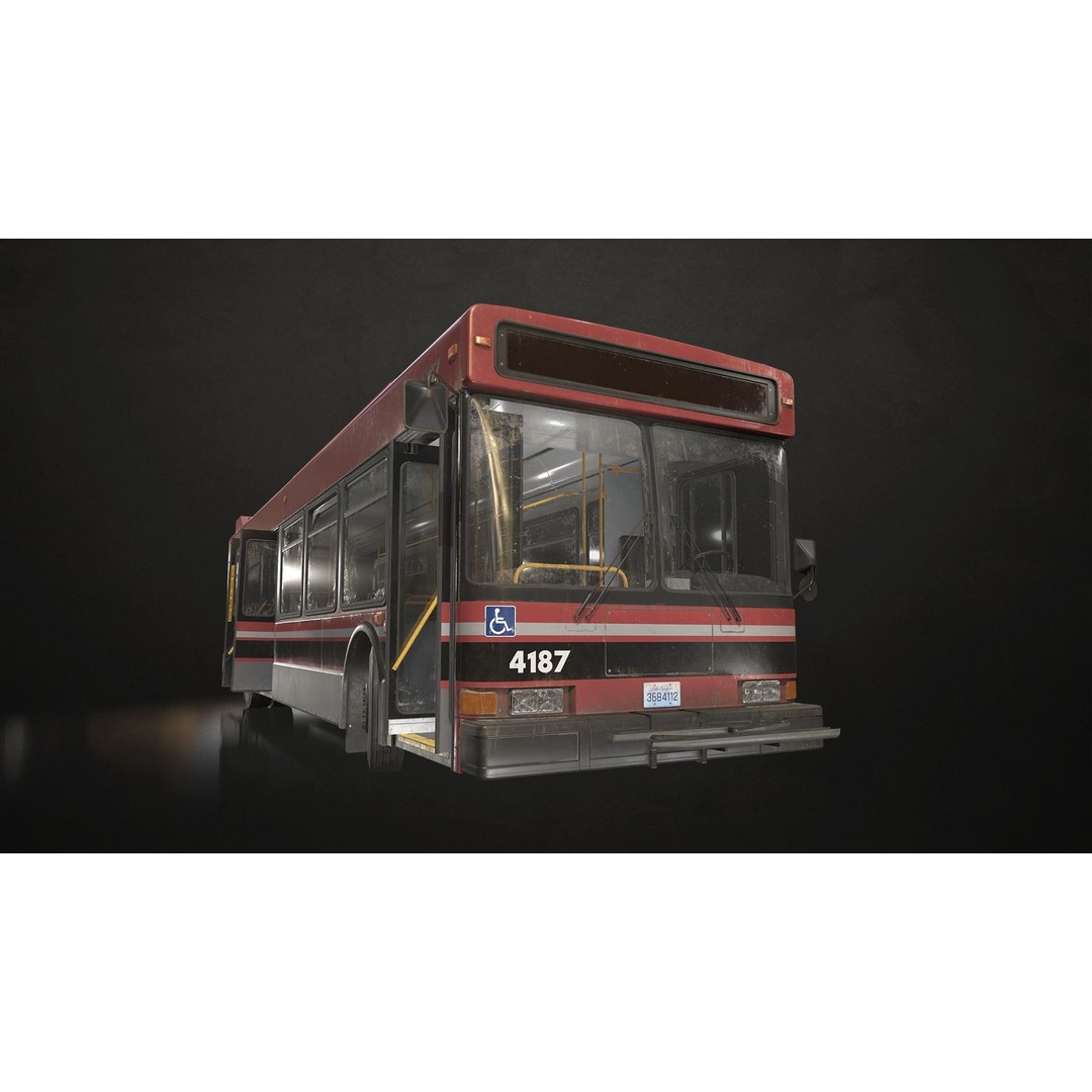City Bus 3D Model – Low Poly Game Ready Asset, FBX, PBR Textures - View 3