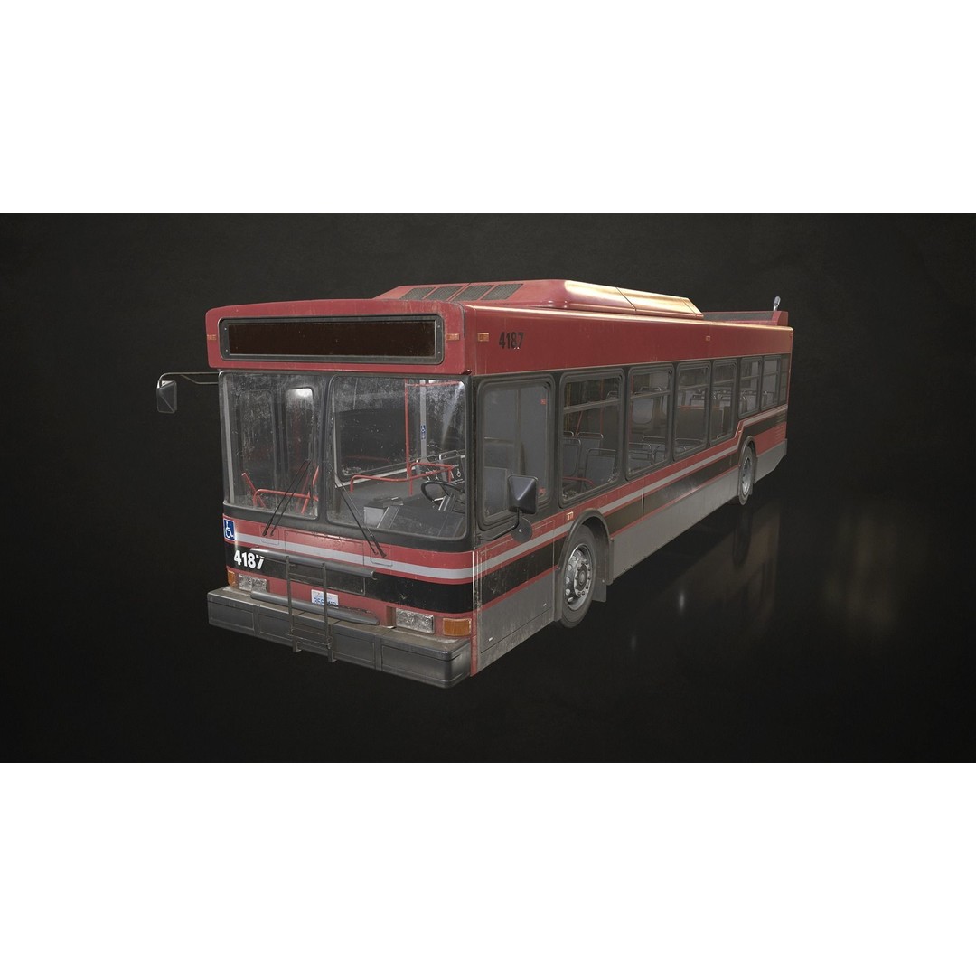 City Bus 3D Model – Low Poly Game Ready Asset, FBX, PBR Textures - View 4