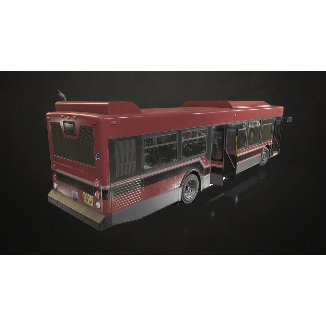 City Bus 3D Model – Low Poly Game Ready Asset, FBX, PBR Textures - View 7