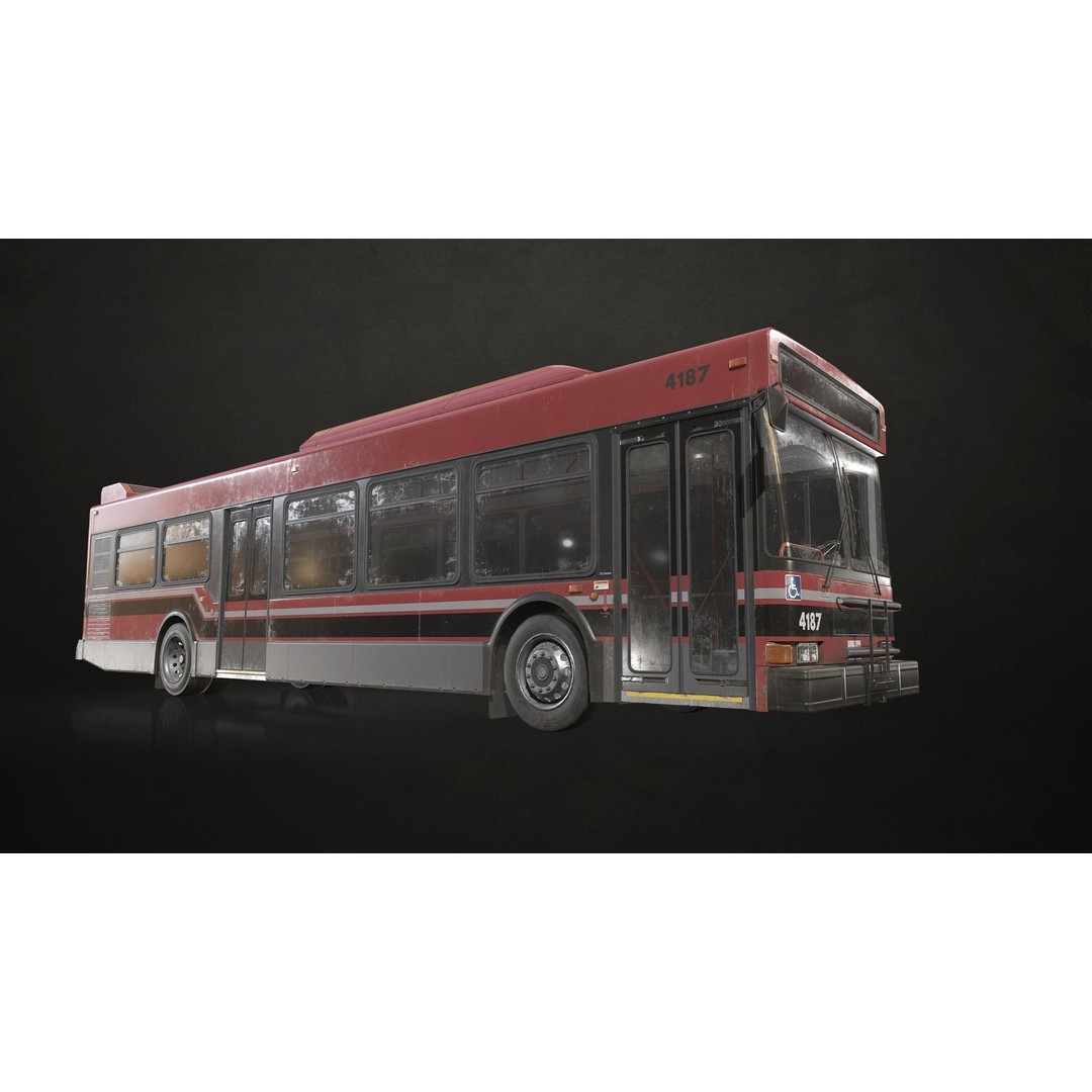 City Bus 3D Model – Low Poly Game Ready Asset, FBX, PBR Textures - View 9