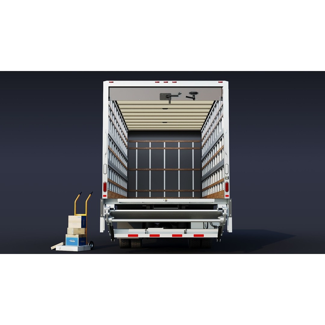 Freightliner M2 106 Box Truck 3D Model – Low Poly Game Asset, FBX, PBR - View 11