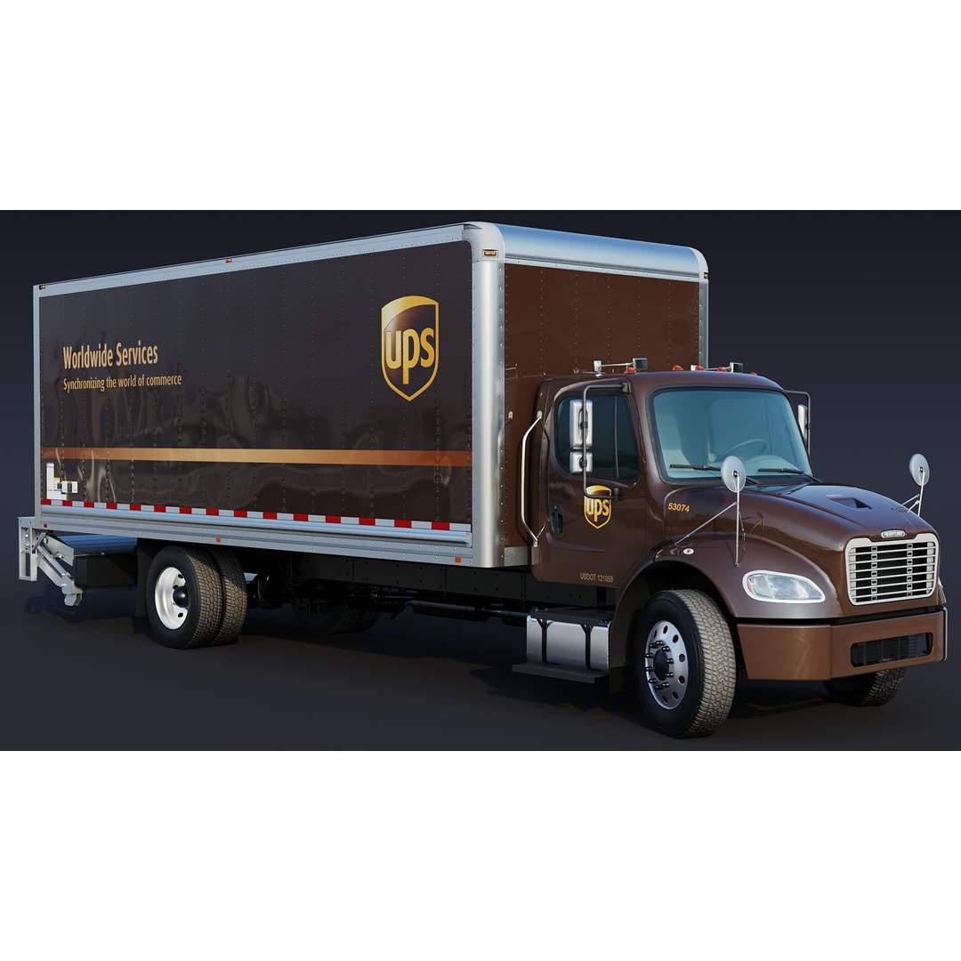 Freightliner M2 106 Box Truck 3D Model – Low Poly Game Asset, FBX, PBR - View 14