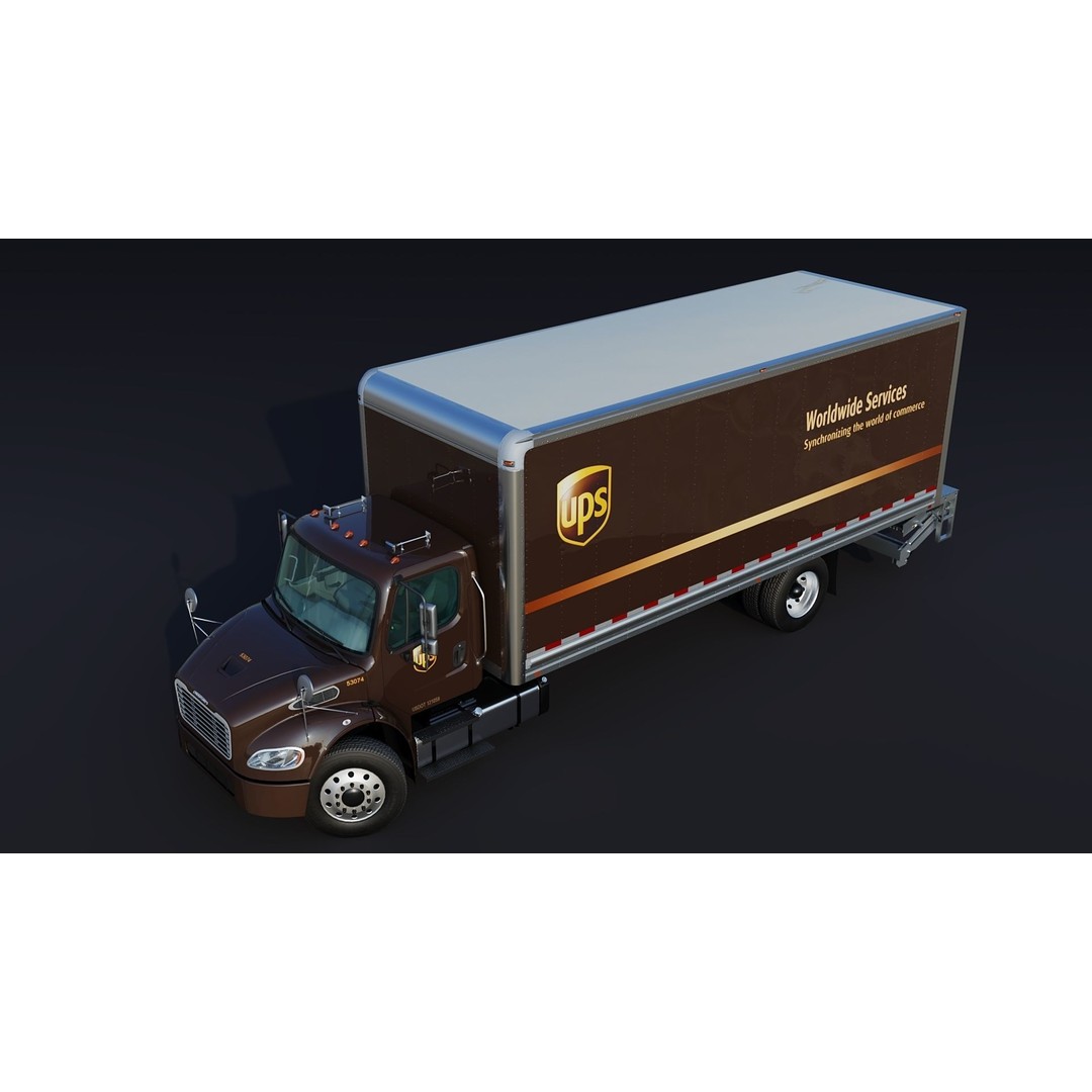 Freightliner M2 106 Box Truck 3D Model – Low Poly Game Asset, FBX, PBR - View 25