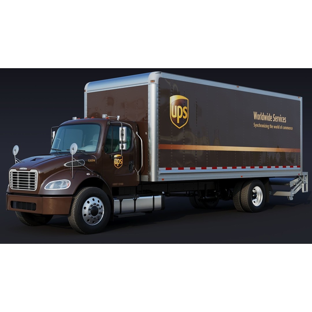 Freightliner M2 106 Box Truck 3D Model – Low Poly Game Asset, FBX, PBR - View 3