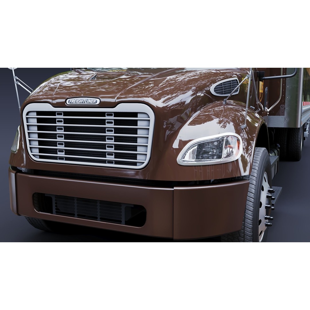 Freightliner M2 106 Box Truck 3D Model – Low Poly Game Asset, FBX, PBR - View 32