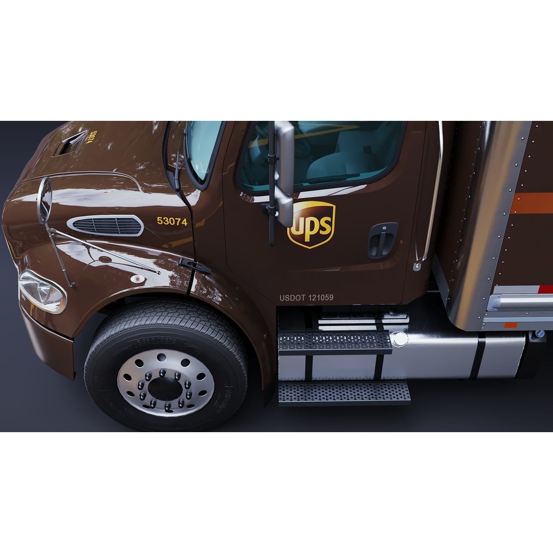 Freightliner M2 106 Box Truck 3D Model – Low Poly Game Asset, FBX, PBR - View 33