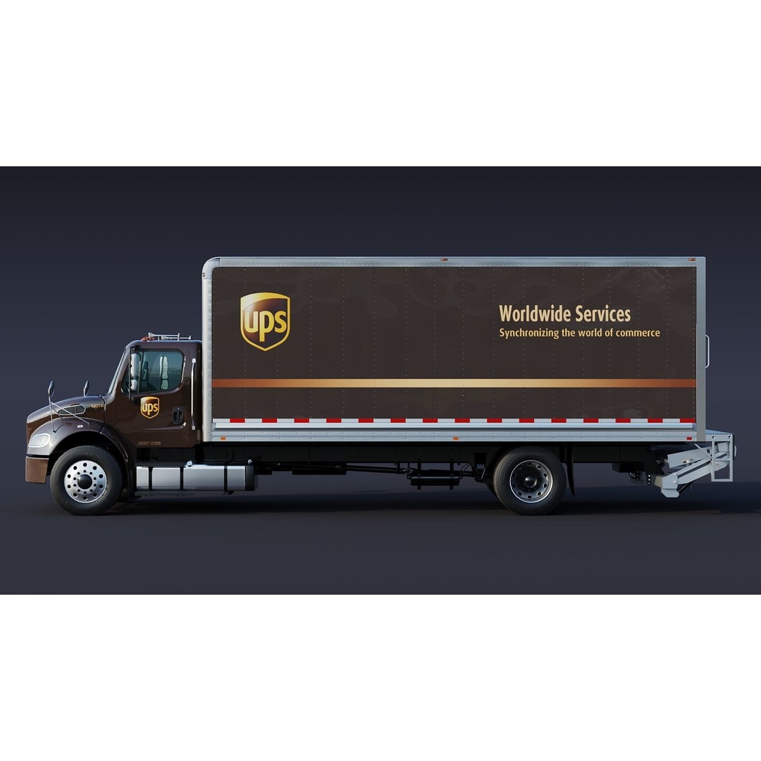 Freightliner M2 106 Box Truck 3D Model – Low Poly Game Asset, FBX, PBR - View 4