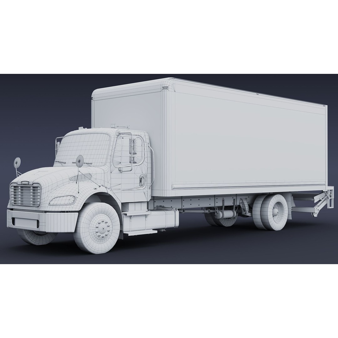 Freightliner M2 106 Box Truck 3D Model – Low Poly Game Asset, FBX, PBR - View 40
