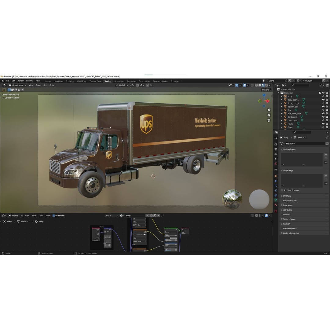 Freightliner M2 106 Box Truck 3D Model – Low Poly Game Asset, FBX, PBR - View 56