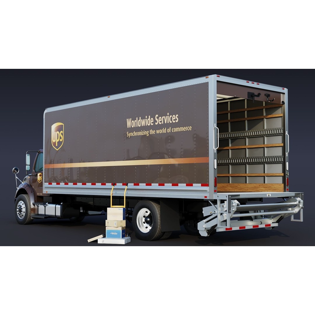 Freightliner M2 106 Box Truck 3D Model – Low Poly Game Asset, FBX, PBR - View 6