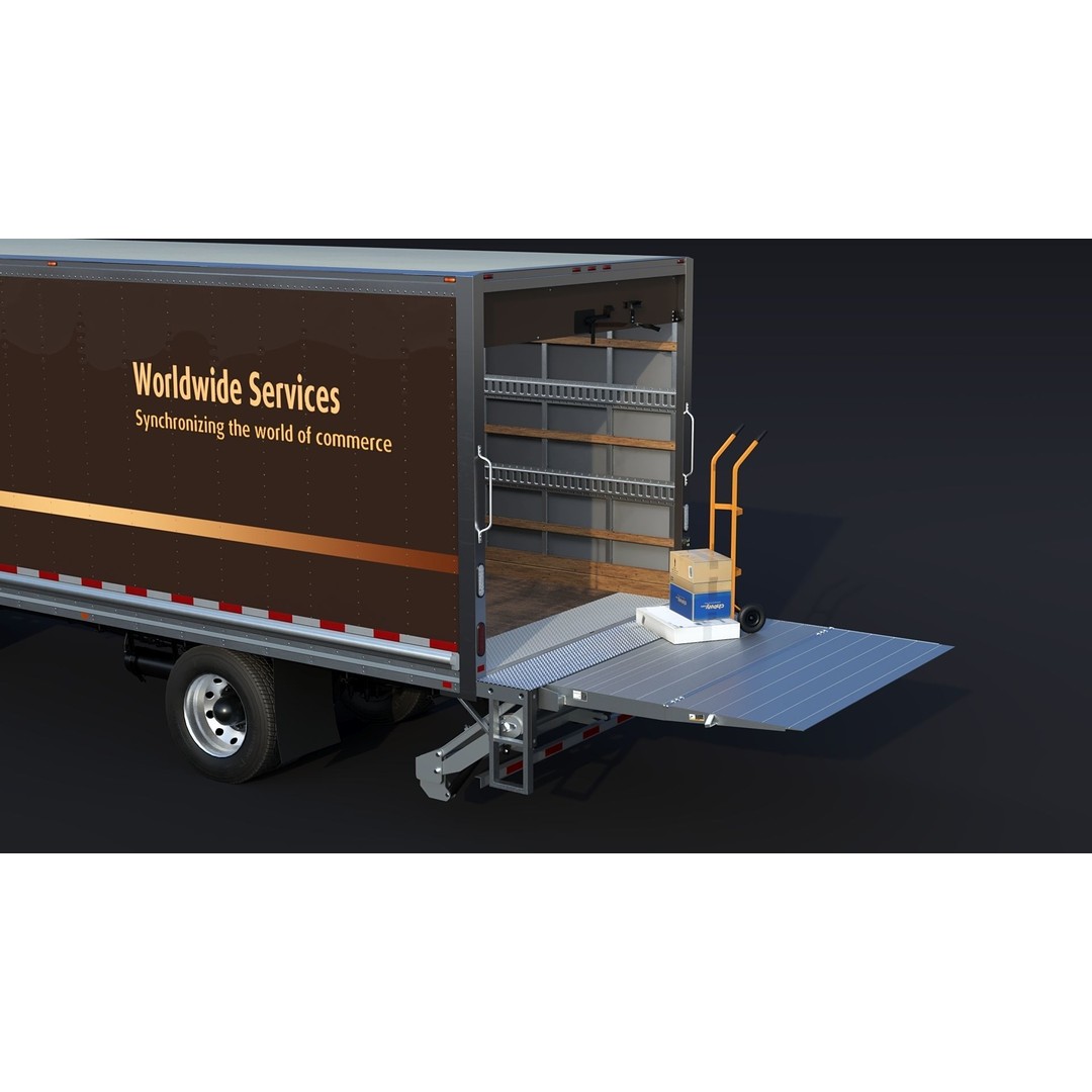 Freightliner M2 106 Box Truck 3D Model – Low Poly Game Asset, FBX, PBR - View 9