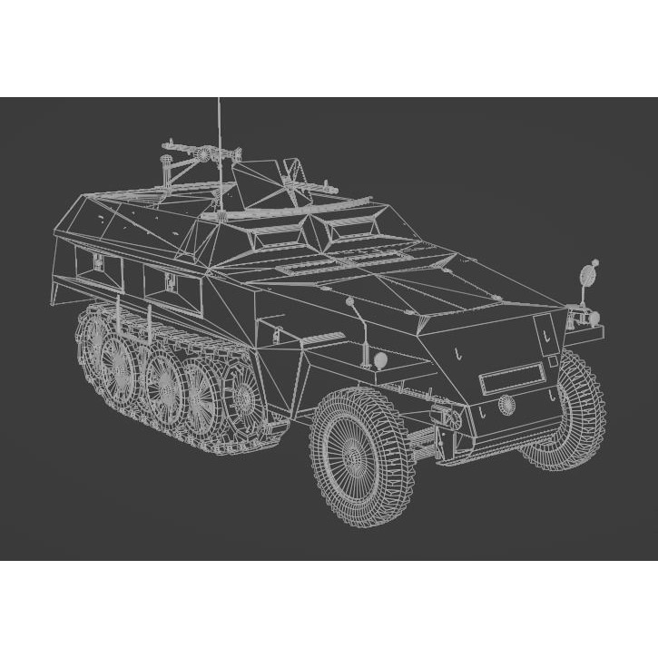 Sd Kfz 250-1 Neu Halftrack 3D Model – Low Poly Game Asset, FBX, Blender - View 11