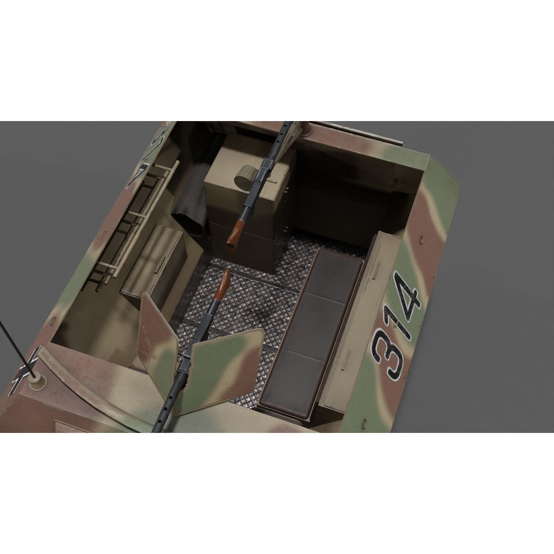 Sd Kfz 250-1 Neu Halftrack 3D Model – Low Poly Game Asset, FBX, Blender - View 14