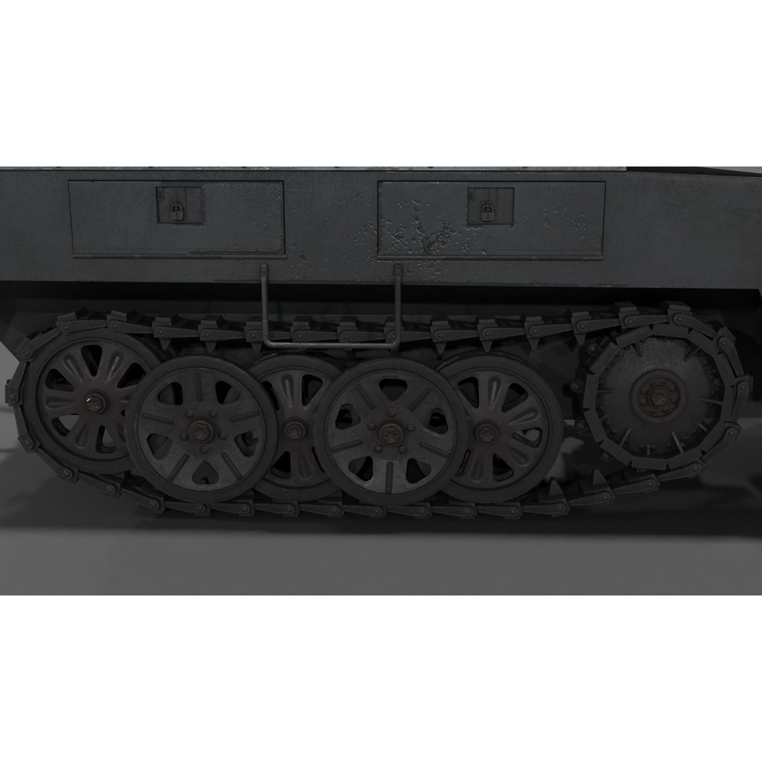 Sd Kfz 250-1 Neu Halftrack 3D Model – Low Poly Game Asset, FBX, Blender - View 15