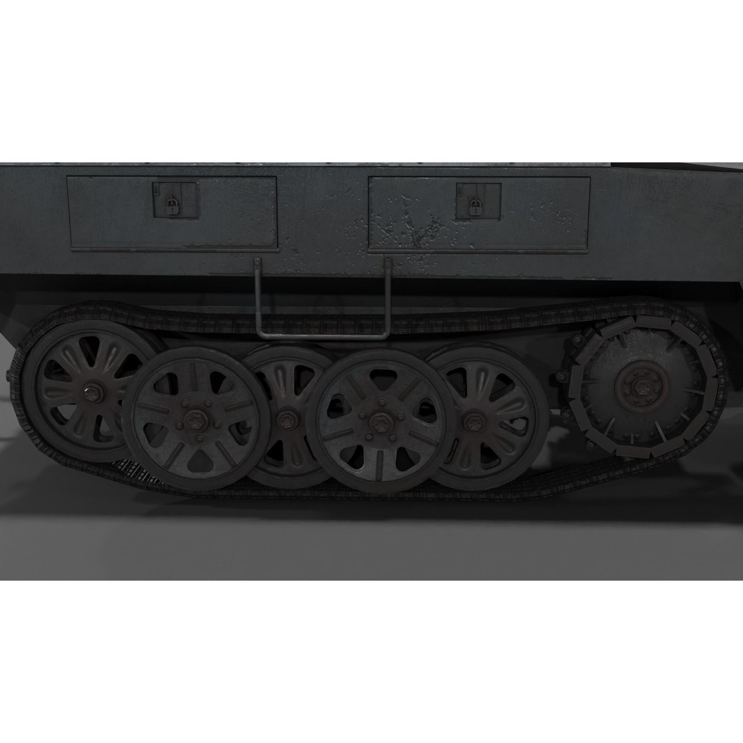 Sd Kfz 250-1 Neu Halftrack 3D Model – Low Poly Game Asset, FBX, Blender - View 17