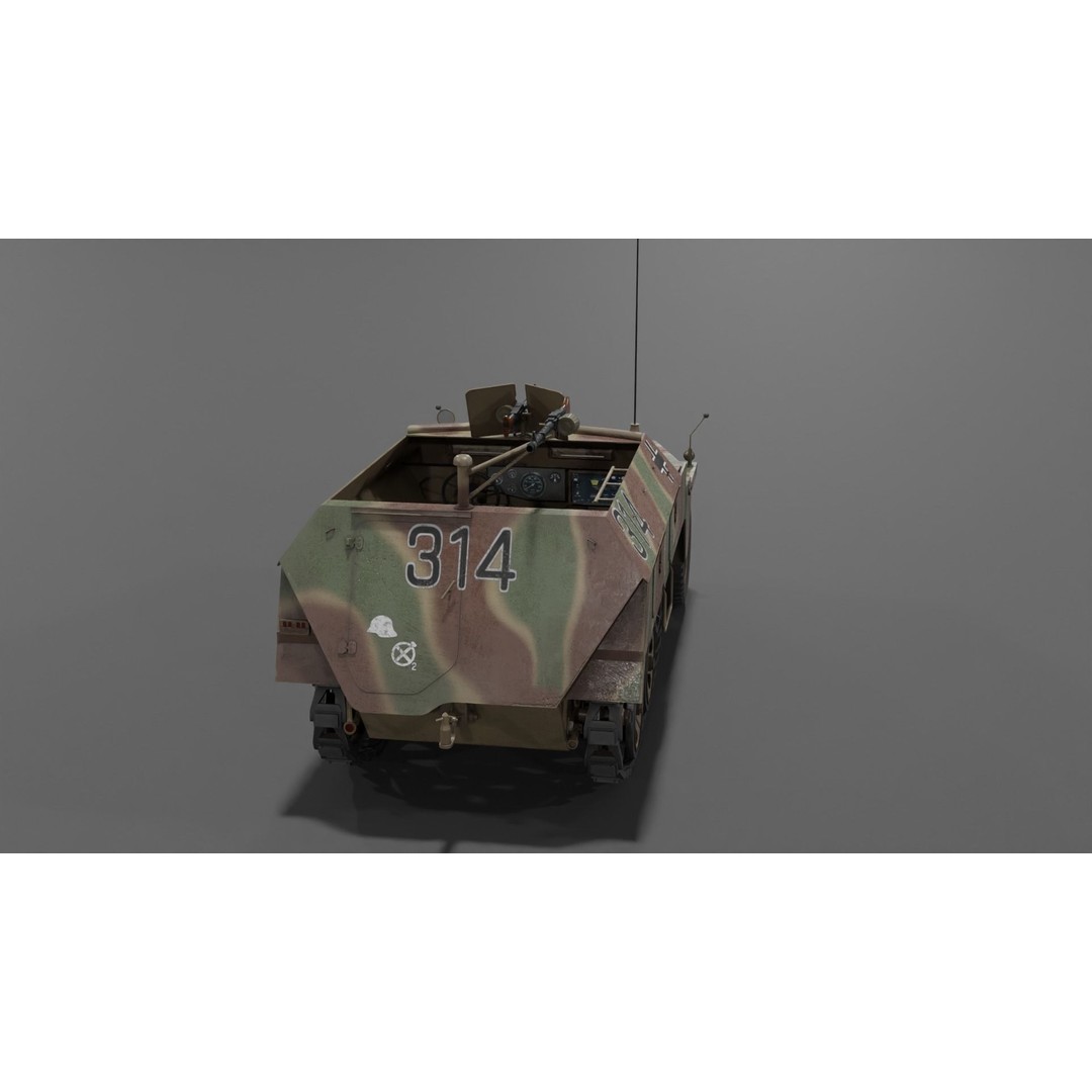 Sd Kfz 250-1 Neu Halftrack 3D Model – Low Poly Game Asset, FBX, Blender - View 23