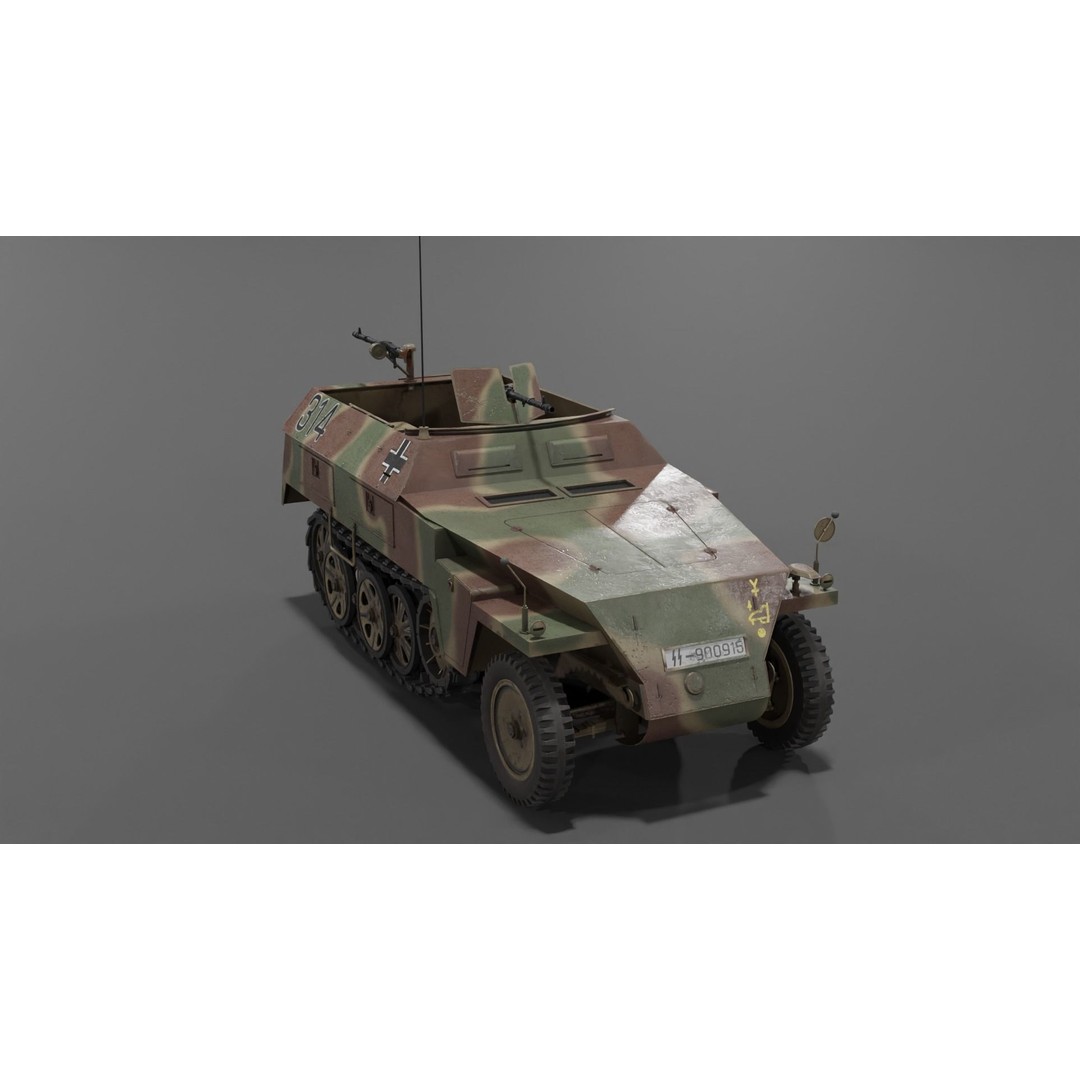 Sd Kfz 250-1 Neu Halftrack 3D Model – Low Poly Game Asset, FBX, Blender - View 27